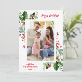 Kerst Heilige Bes Kerstvakantie Foto Familie Feestdagenkaart