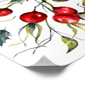 Kerst Heilige Bessen Krans Foto Monogram Poster (Hoek)