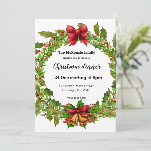 Kerst heilige bessen krans kaart (Staand voorkant)