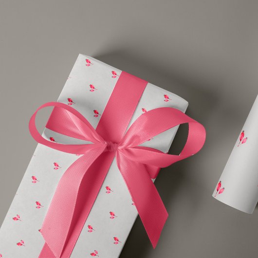 Kerst heilige bessen patroon roze grijs cadeau cadeaupapier
