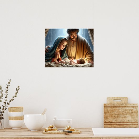 Kerst Heilige Familie Poster (Keuken)