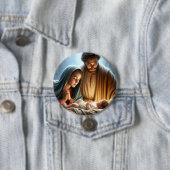 Kerst Heilige Familie Ronde Button 7,6 Cm (In situ)