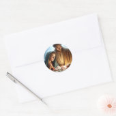 Kerst Heilige Familie Ronde Sticker (Envelop)