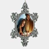 Kerst Heilige Familie Tin Sneeuwvlok Ornament (Links)