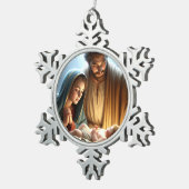 Kerst Heilige Familie Tin Sneeuwvlok Ornament (Rechts)