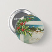 kerst : heilige sneeuw winterkunst ronde button 5,7 cm (Voorkant /achterkant)