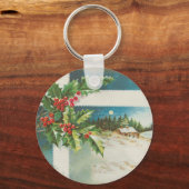 kerst : heilige sneeuw winterkunst sleutelhanger (Voorkant)