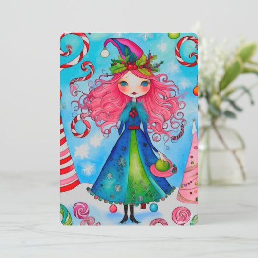 Kerst Heks 1 Vakantie Kaart ontwerp (Staand voorkant)