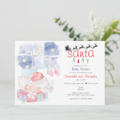 Kerst Hemelse Waterverf Santa Baby shower Kaart (Staand voorkant)