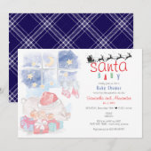 Kerst Hemelse Waterverf Santa Baby shower Kaart (Voorkant / Achterkant)