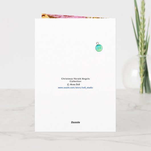 Kerst heraut engel verheugt zich op vakantie kaart (Achterkant)