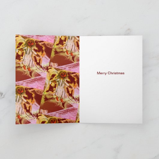 Kerst heraut engel verheugt zich op vakantie kaart (Binnen)