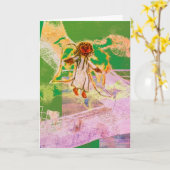 Kerst heraut engel verheugt zich op vakantie kaart (Gele Bloem)