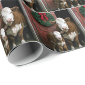 Kerst Hereford Koe en Kalf Cadeaupapier (Rol Hoek)