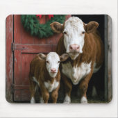 Kerst Hereford Koe en Kalf Muismat (Voorkant)