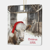 Kerst Hereford Koe in de schuur Keramisch Ornament (Links)