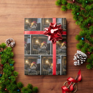 Kerst Hereford-koe in een schuur Cadeaupapier