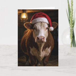 Kerst Hereford Koe in Schuur Kaart