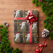 Kerst Hereford Koe met een Kerstman Hoed