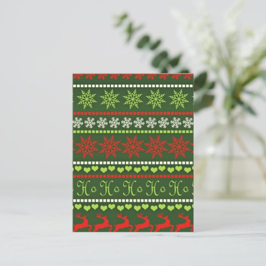 Kerst Herhalend Patroon Briefkaart (Staand voorkant)
