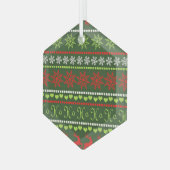 Kerst Herhalend Patroon Glas Ornament (Voorkant links)