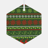 Kerst Herhalend Patroon Glas Ornament (Achterkant)
