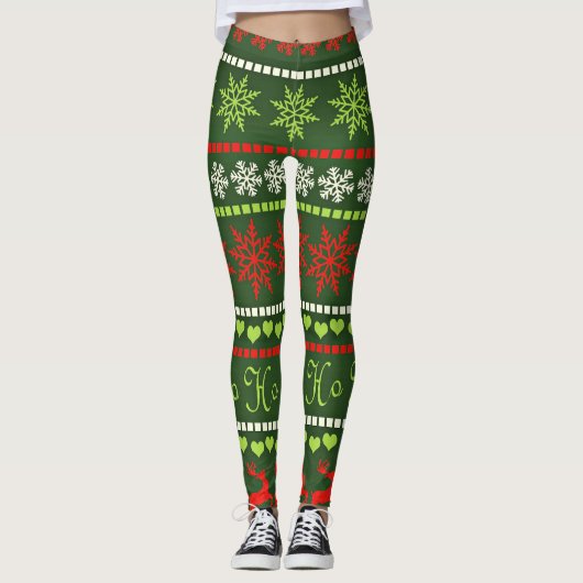 Kerst Herhalend Patroon Leggings (Voorkant)