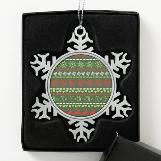 Kerst Herhalend Patroon Tin Sneeuwvlok Ornament (Kistje)