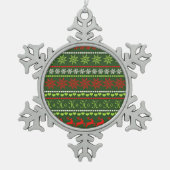 Kerst Herhalend Patroon Tin Sneeuwvlok Ornament (Voorkant)