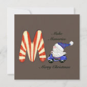 Kerst Herinneringen Motor Scooter Gnome Snoep Kaar Feestdagenkaart (Voorkant)