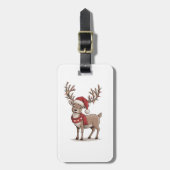 Kerst hert dier rendier kerstman hoed Kerstmis Bagagelabel (Voorkant verticaal)