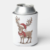 Kerst hert dier rendier kerstman hoed Kerstmis Blikjeskoeler (Blikje Voorkant)