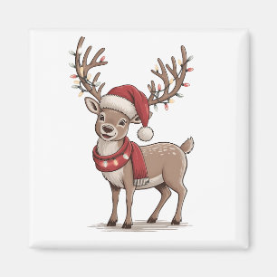 Kerst hert dier rendier kerstman hoed Kerstmis  Magneet