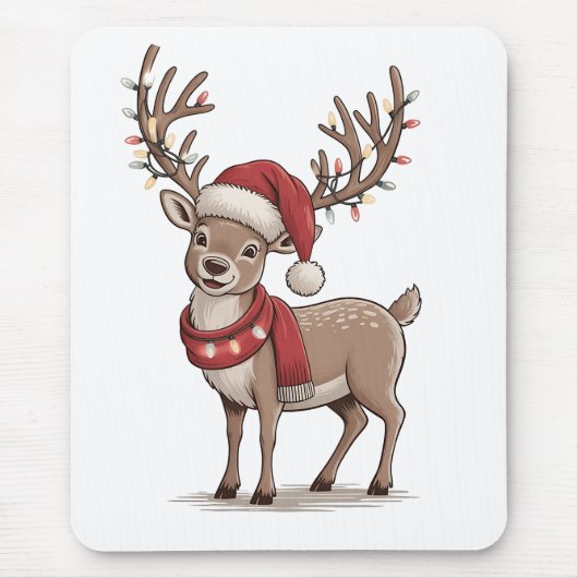 Kerst hert dier rendier kerstman hoed Kerstmis Muismat (Voorkant)