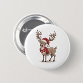 Kerst hert dier rendier kerstman hoed Kerstmis  Ronde Button 5,7 Cm (Voorkant /achterkant)