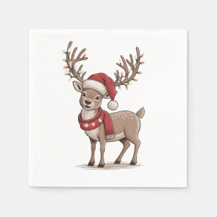 Kerst hert dier rendier kerstman hoed Kerstmis Servet