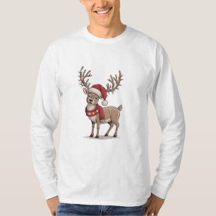 Kerst hert dier rendier kerstman hoed Kerstmis T-shirt