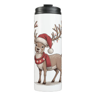 Kerst hert dier rendier kerstman hoed Kerstmis  Thermosbeker