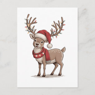 Kerst hert dier rendier kerstman hoed Kerstmis Uitnodiging Briefkaart