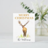 Kerst hert Elegant waterverf Merry Briefkaart (Staand voorkant)