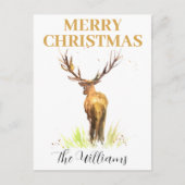 Kerst hert Elegant waterverf Merry Briefkaart (Voorkant)