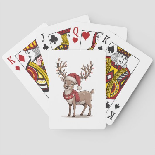 Kerst hert rendier kerstman hoed Kerstmis  Pokerkaarten (Achterkant)