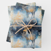 Kerst hert Wrapping Papier cadeauverpakking marine Inpakpapier Vel (In situ)