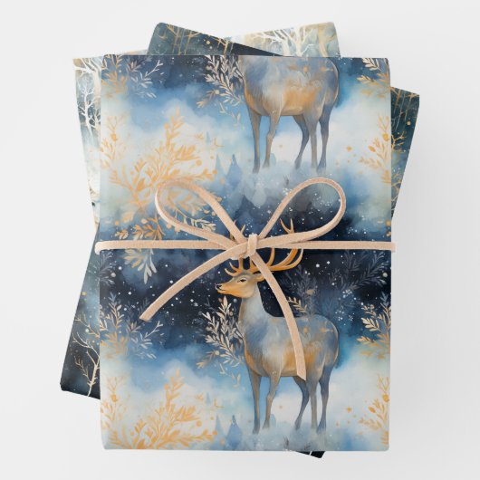 Kerst hert Wrapping Papier cadeauverpakking marine Inpakpapier Vel (In situ)