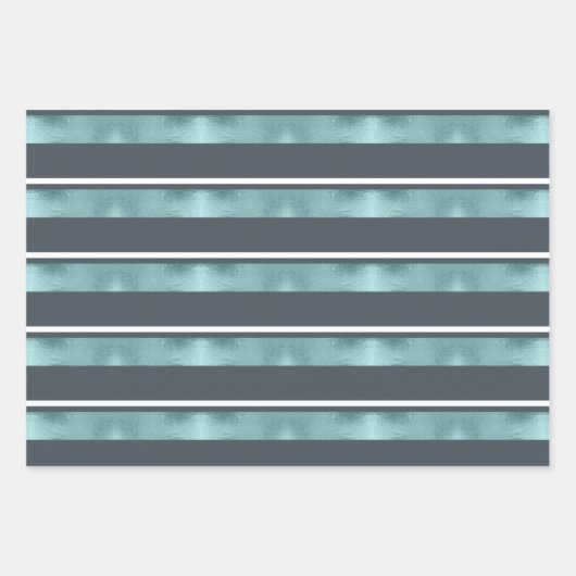 Kerst Herten Antler, Strepen, Bomen Blauwgroen ID8 Inpakpapier Vel (Voorkant 2)