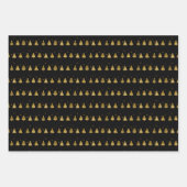 Kerst Herten Antler, Strepen, Bomen Goud ID864 Inpakpapier Vel (Voorkant 3)