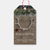 Kerst Herten Antlers Rustieke Vakantie Gift Labels Cadeaulabel (Voorkant)
