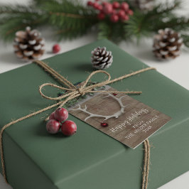 Kerst Herten Antlers Rustieke Vakantie Gift Labels Cadeaulabel