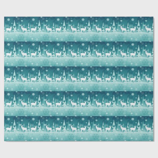 Kerst Herten en Snowflakes Gift Wrap Cadeaupapier (Vlak)