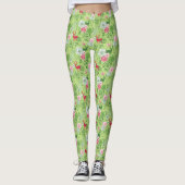Kerst Herten & Foliage Naadloos Patroon Leggings (Voorkant)